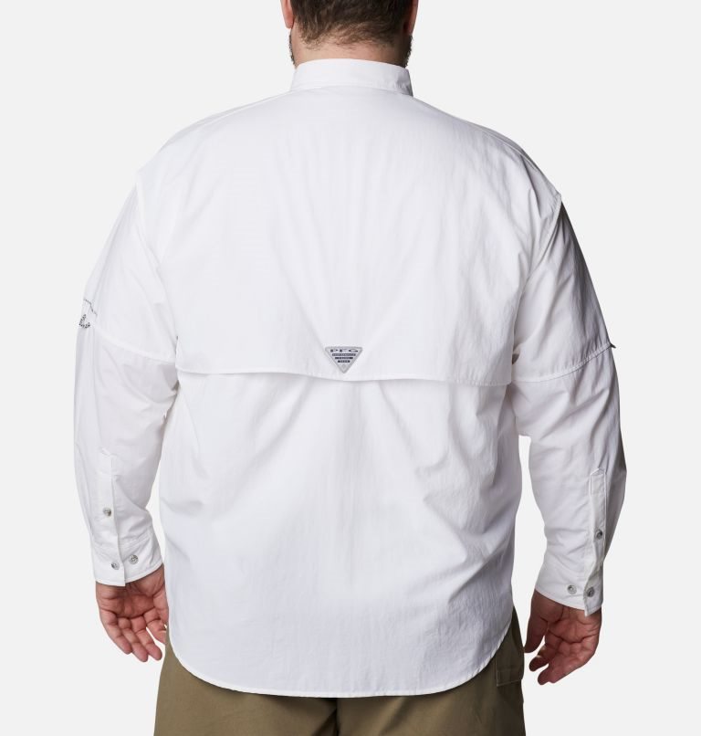 Men's Columbia PFG Bahama II Long Sleeve Shirts White | Plus Size CA-WA016